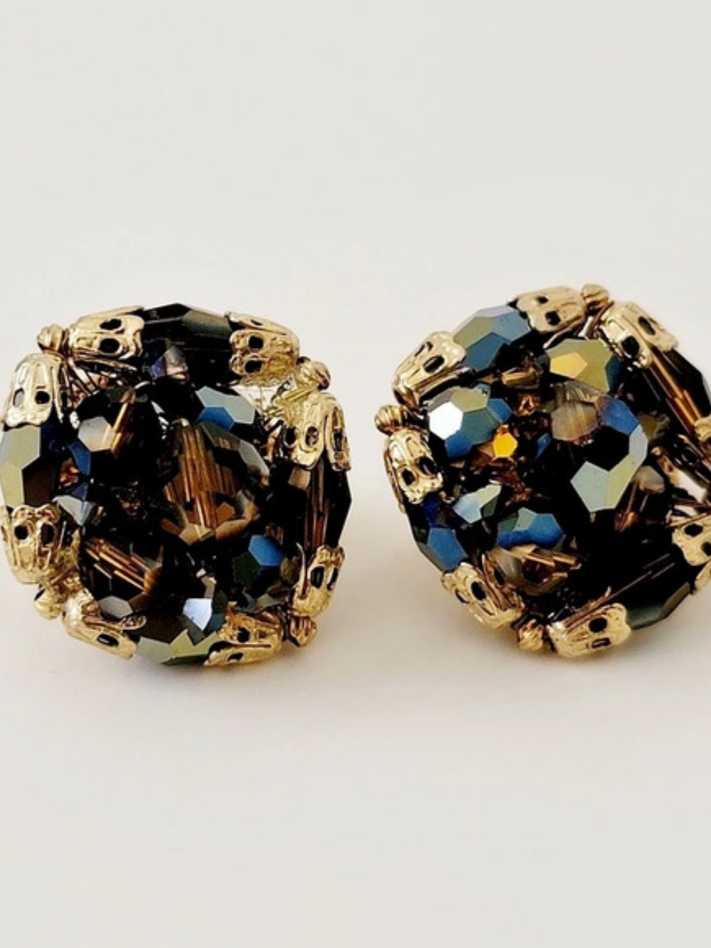 Vendome Beaded Clip-Back Earrings Amber Color